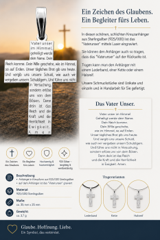 Preview: Silberner Kreuz - Anhänger mit Vaterunser lasergraviert