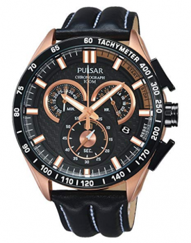 Pulsar Herren Chronograph wasserdicht Edelstahl Lederband PX7006